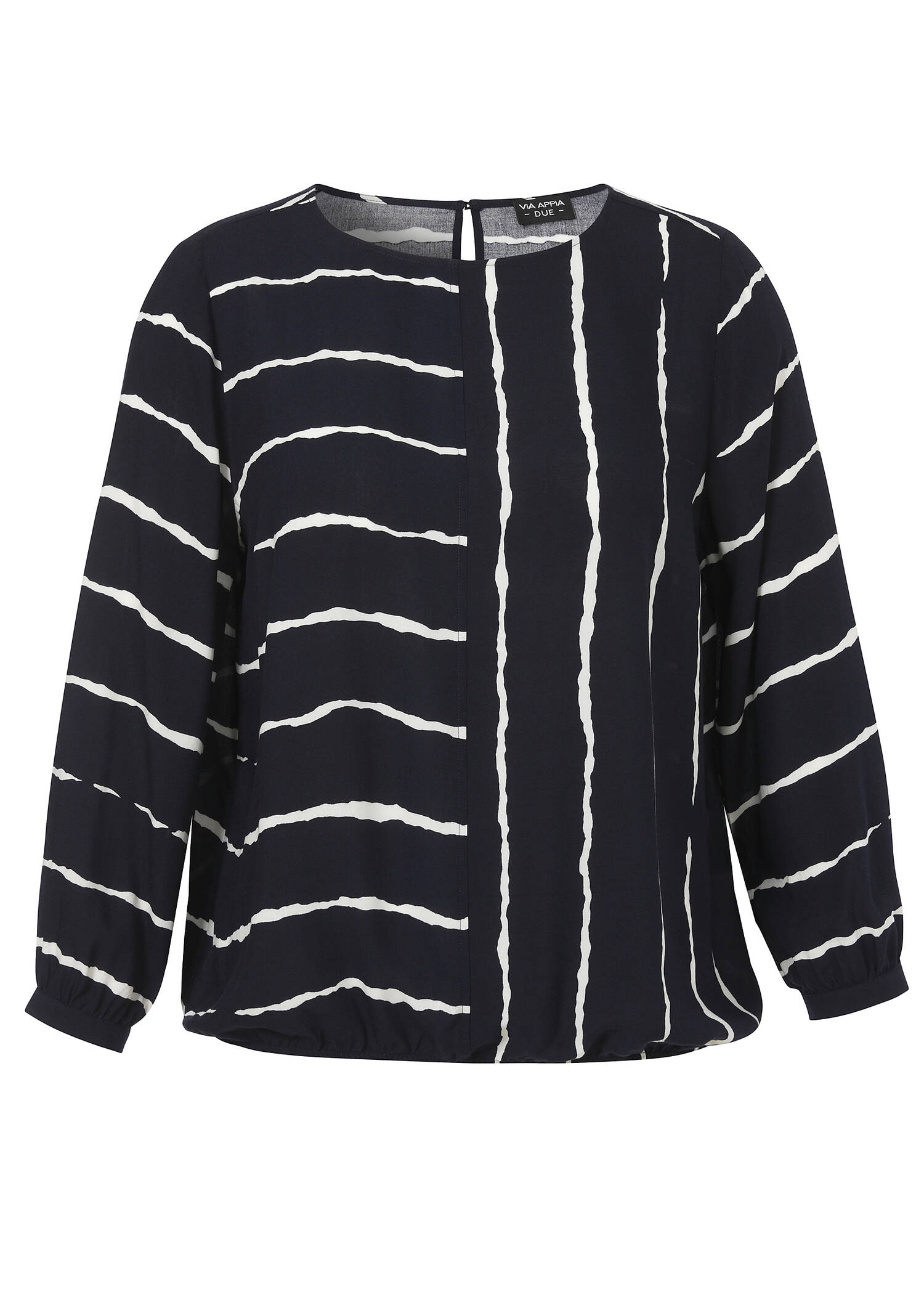 Viskose-Schlupfbluse in Marine-Creme /
