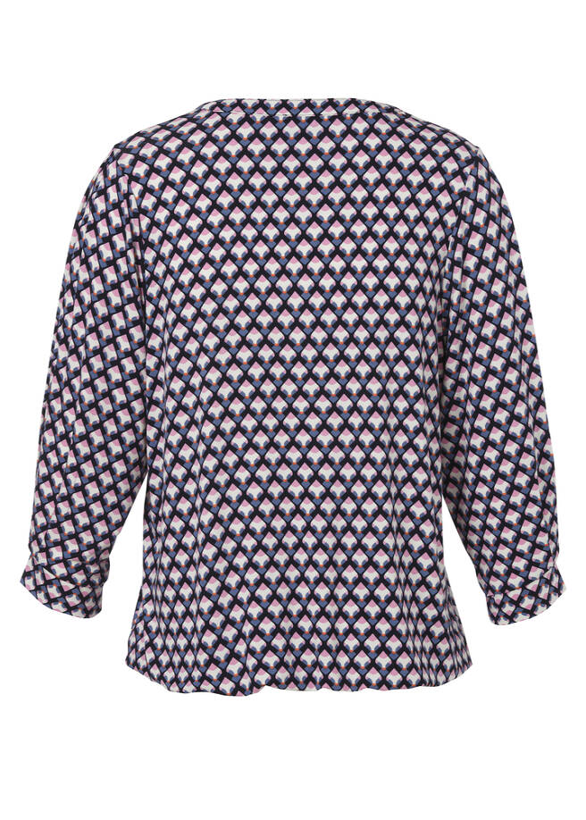 3/4-Arm Print-Shirt mit Gummizugsaum / 