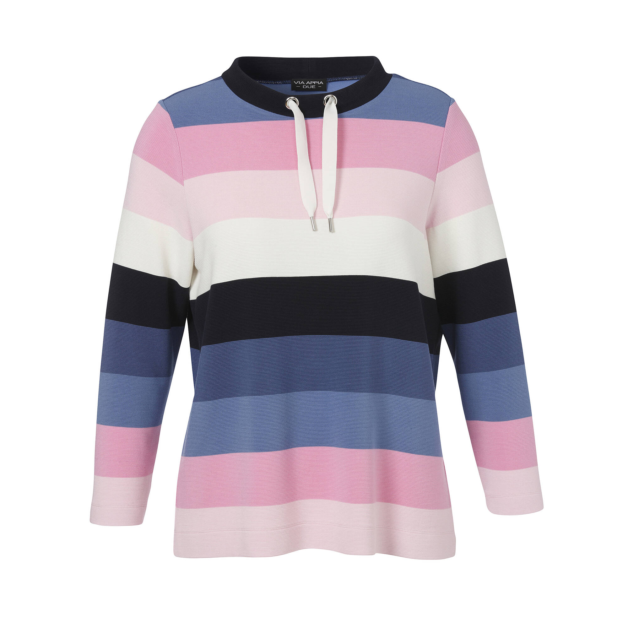 Stehkragen-Sweatshirt Multicolor mit Streifen