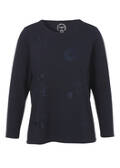 Marine Sweatshirt mit Ton-in-Ton Motiven, geschmückt / 