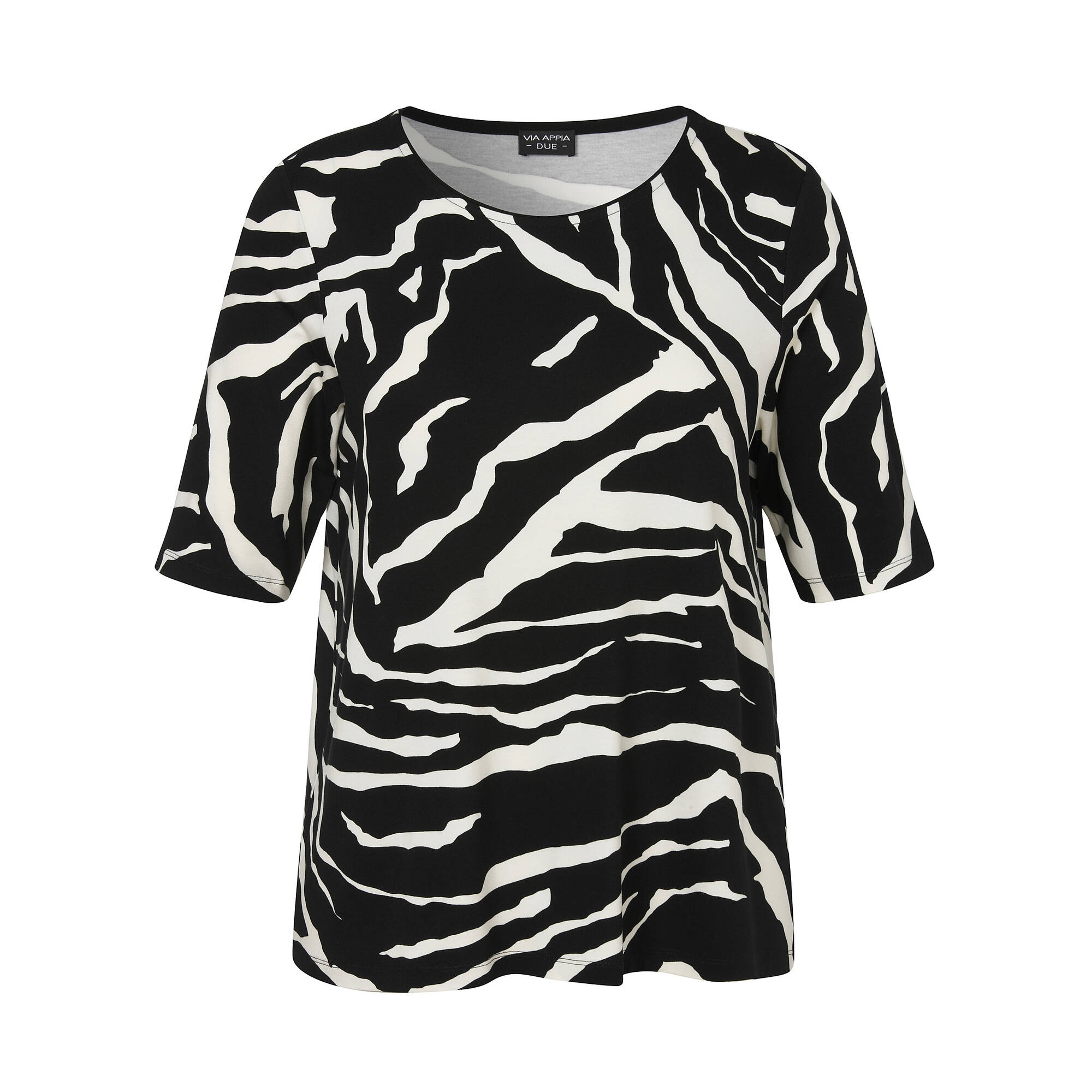 Leicht ausgestelltes Animal Print T-Shirt Zebra
