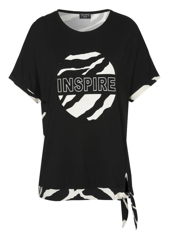 T-Shirt mit verziertem Motto-Print und Zebrarücken / 