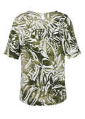 Tropical Print Shirt mit Knöpfchen im Nacken / 