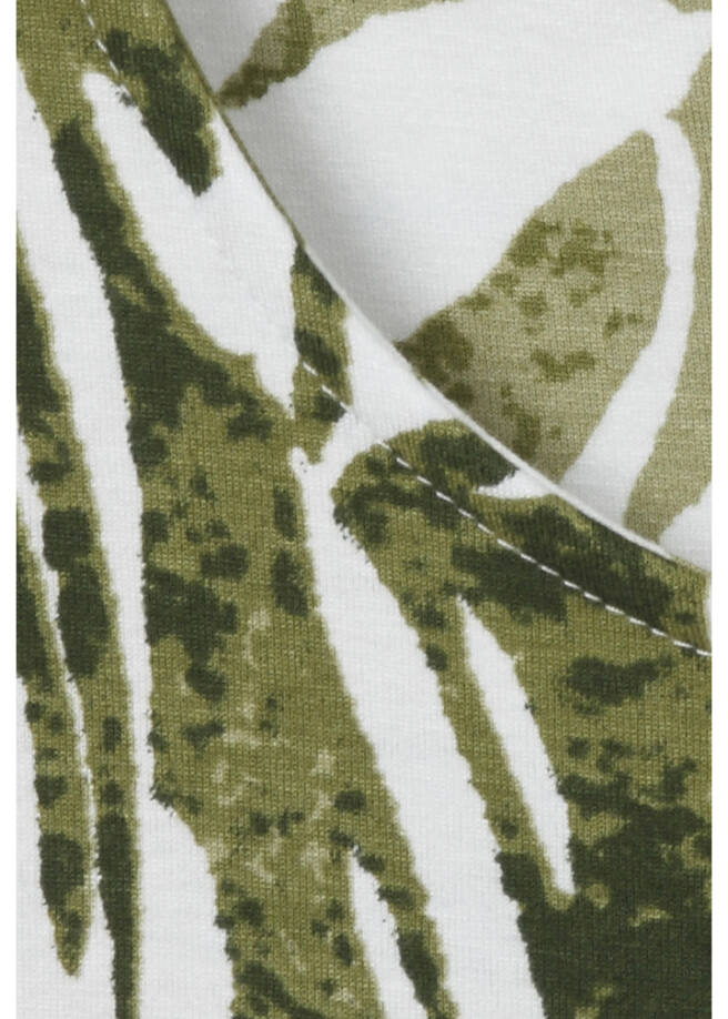 Tropical Print Shirt mit Knöpfchen im Nacken / 