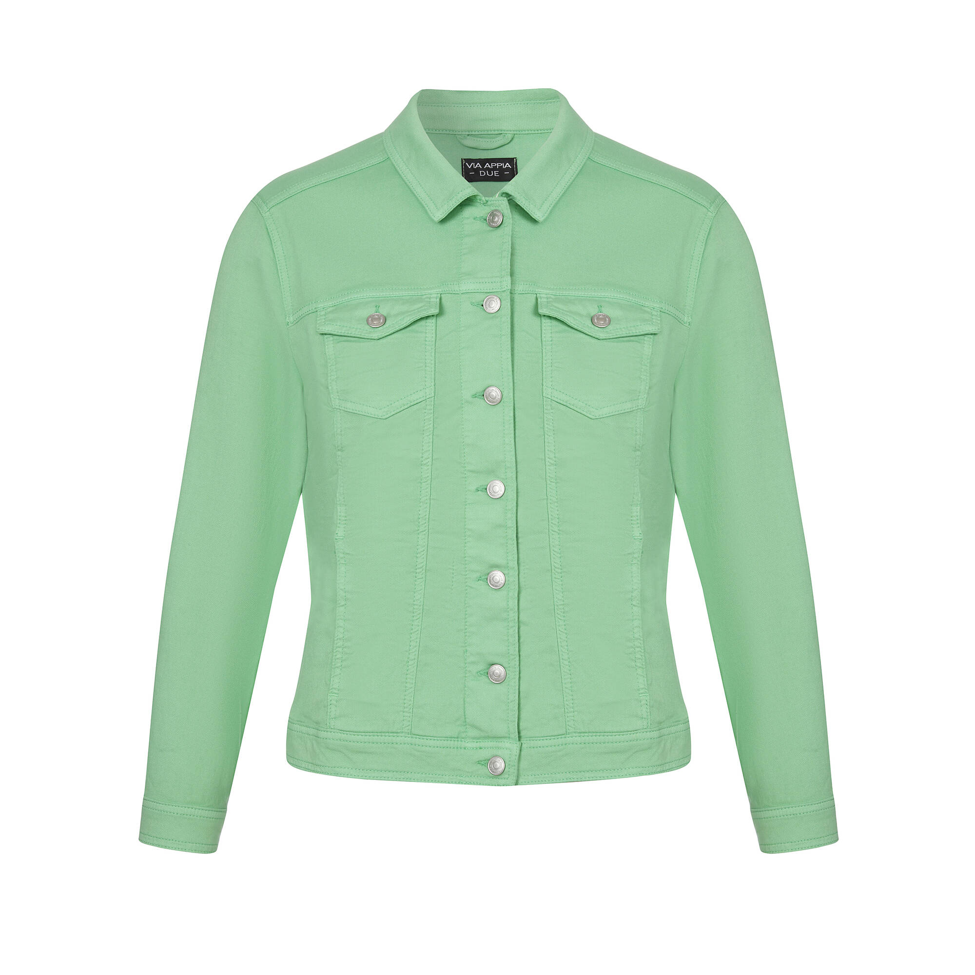Farbige Jeansjacke mit modischem Crash-Effekt