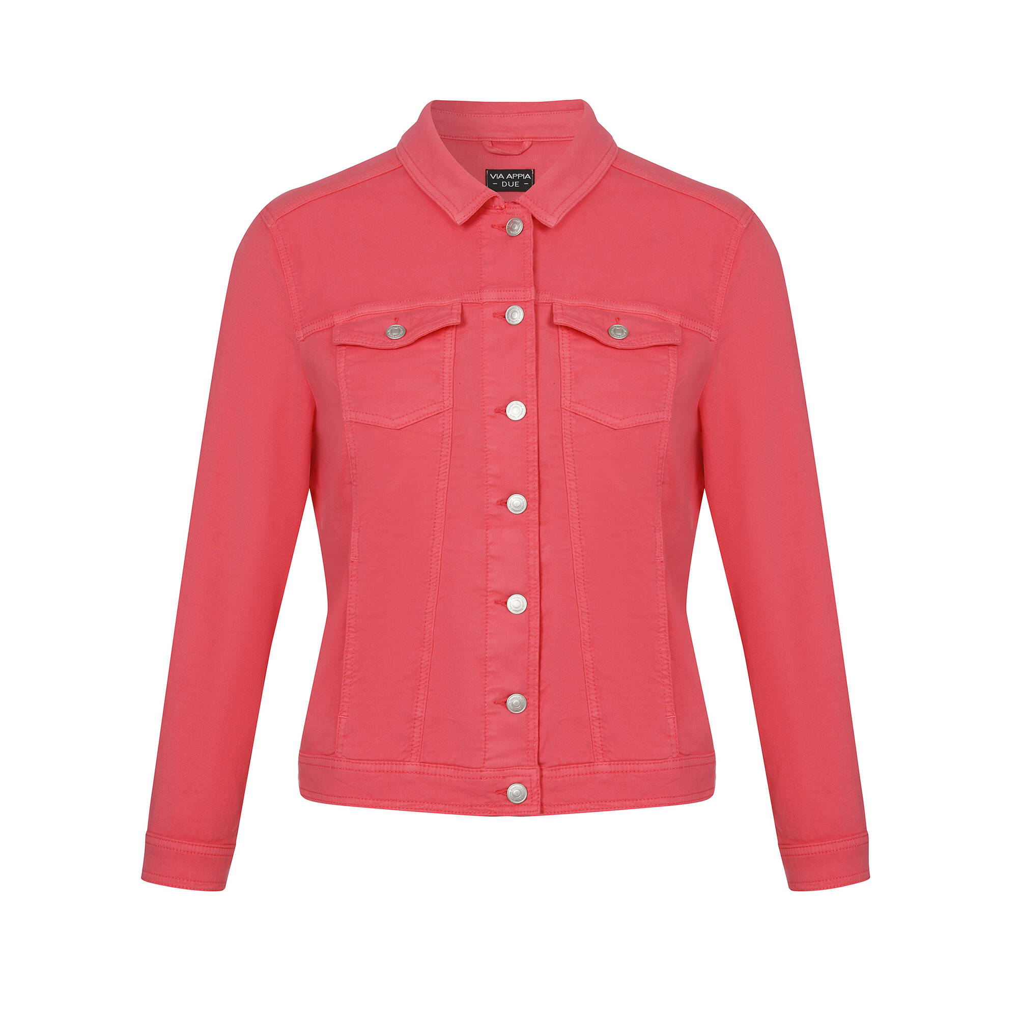 Farbige Jeansjacke mit modischem Crash-Effekt