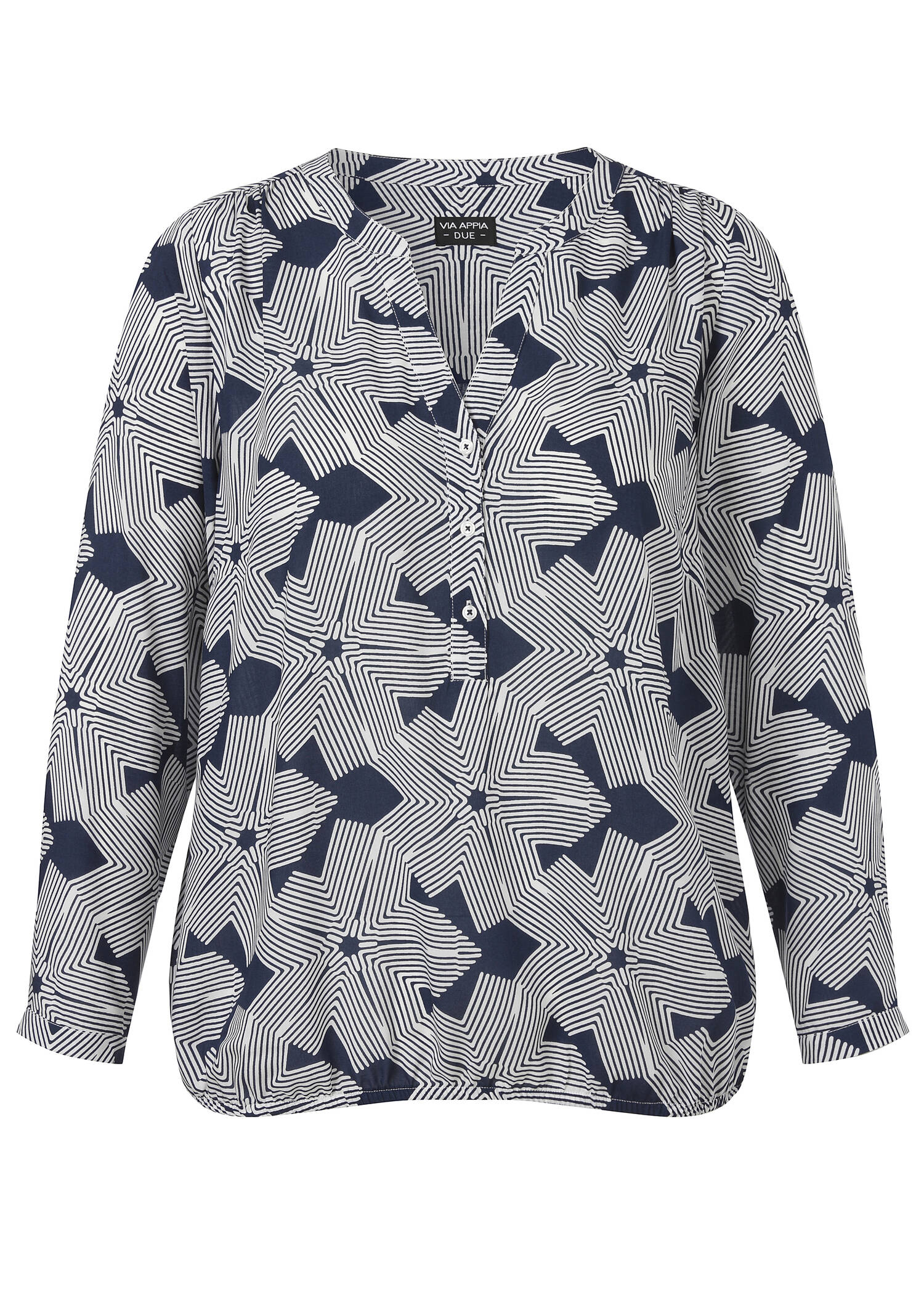 Zarte Viskose-Print-Bluse mit Gummizugsaum /
