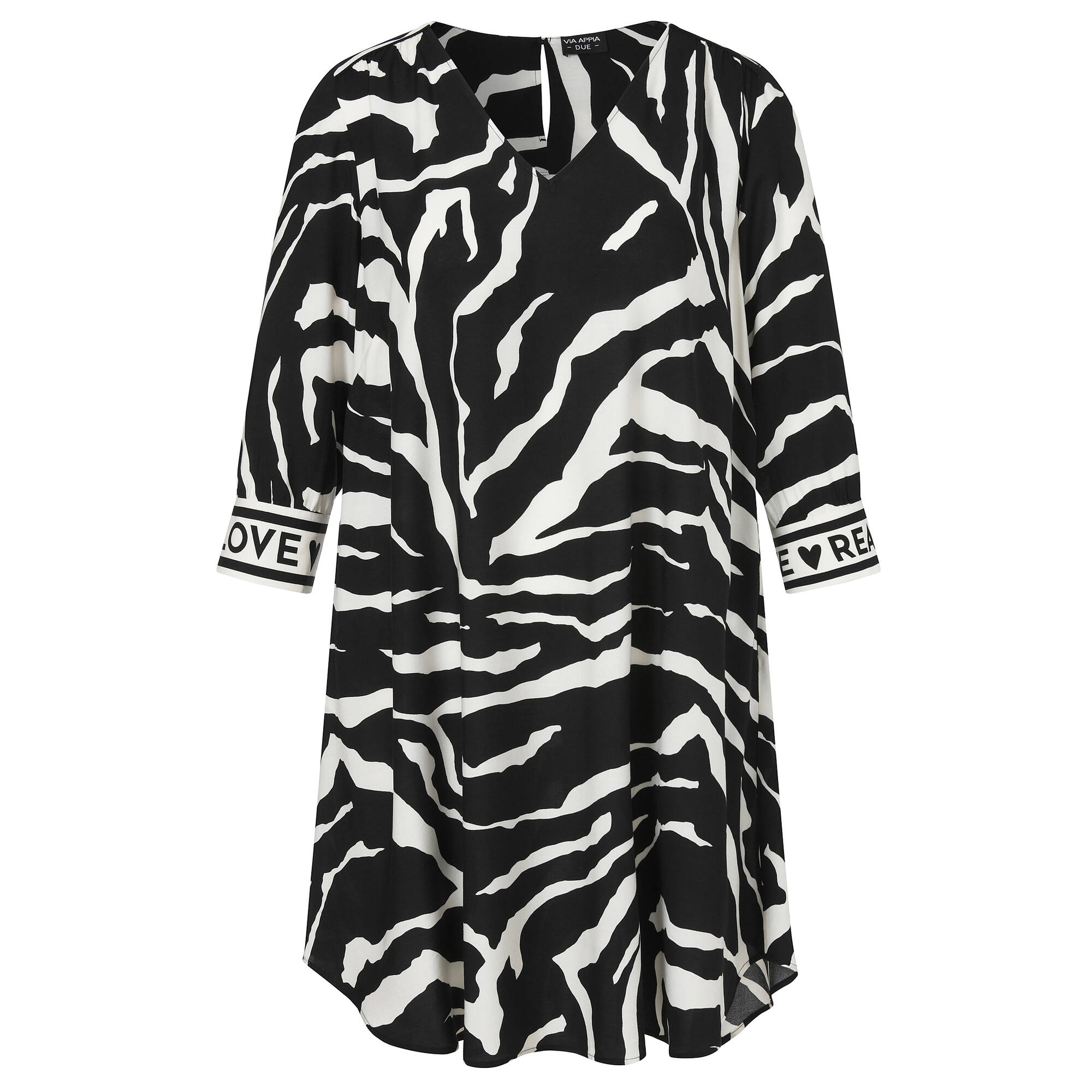 Fließendes 3/4-Arm Viskose-Kleid mit Zebra-Print