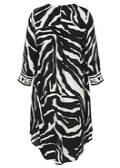 Fließendes 3/4-Arm Viskose-Kleid mit Zebra-Print / 
