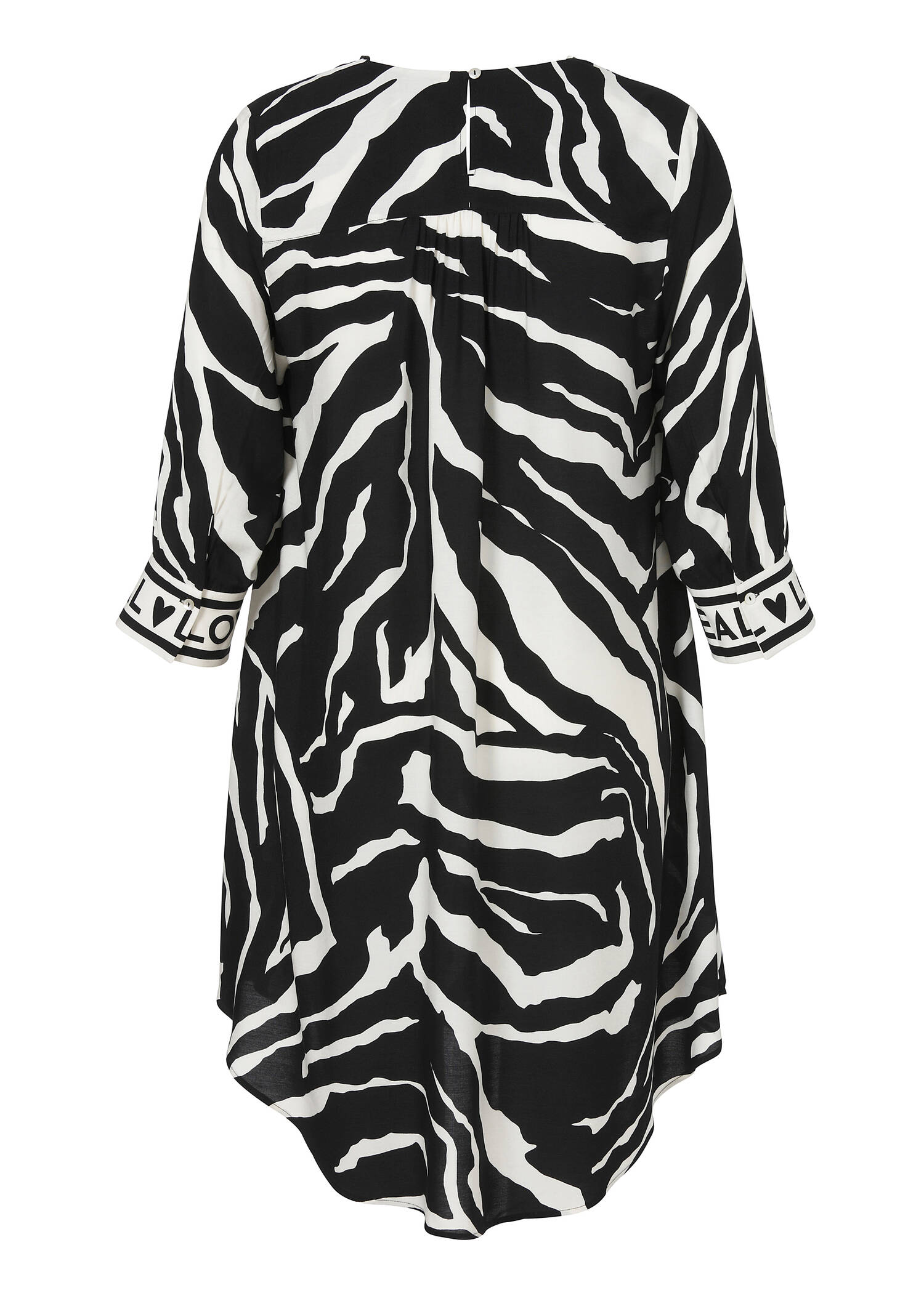 Fließendes 3/4-Arm Viskose-Kleid mit Zebra-Print / 