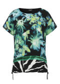 Print Blusenshirt mit schwarzem Rückteil / 