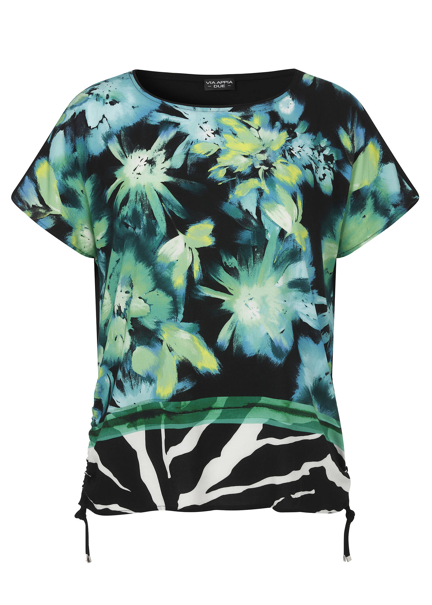 Print Blusenshirt mit schwarzem Rückteil / 