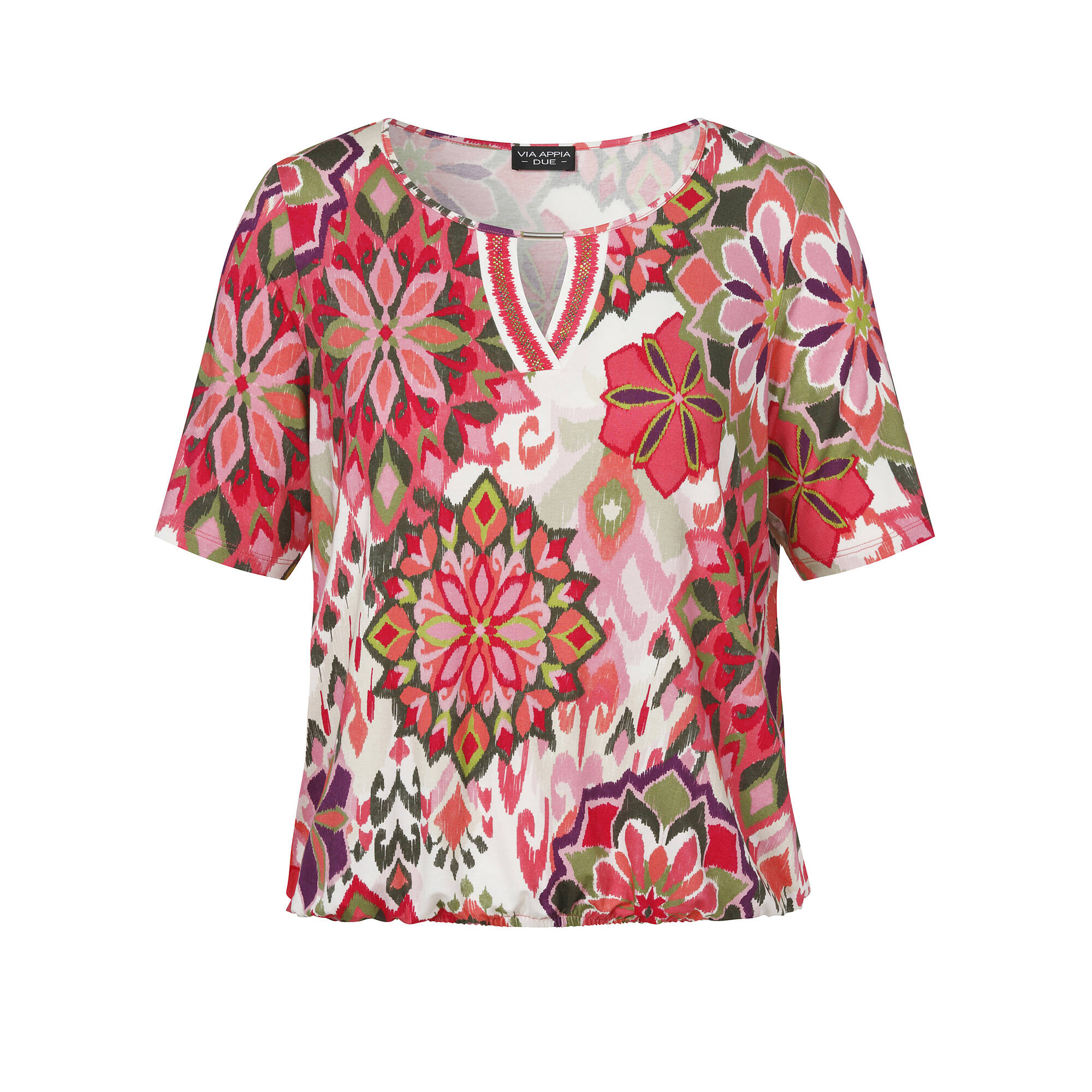 Feminines Print-Shirt mit Gummizugsaum