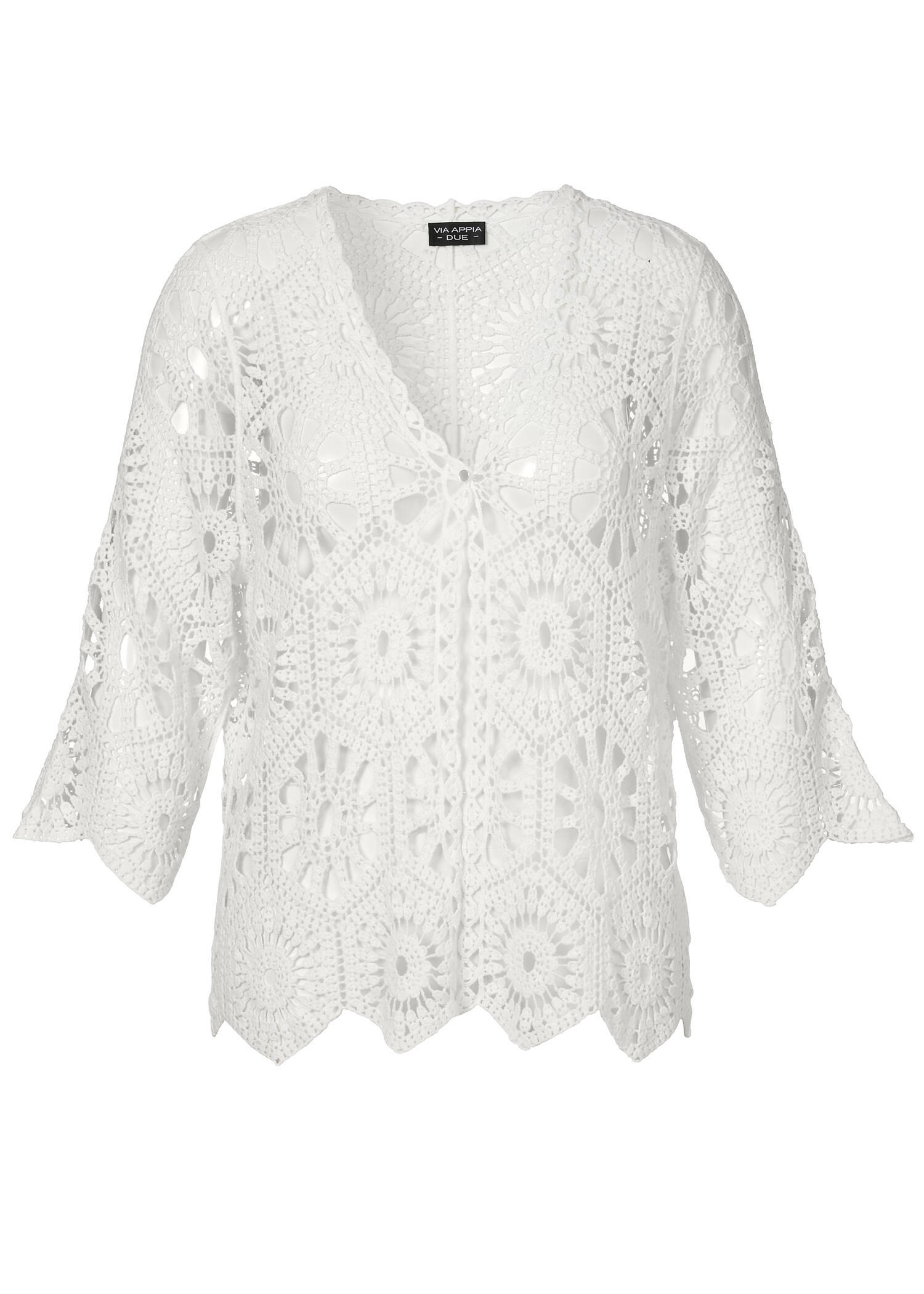 Feminine 3/4-Arm Ajour Baumwoll-Jacke /