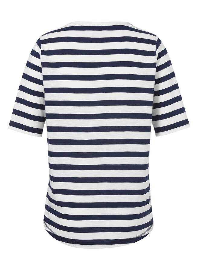 Softes Baumwoll-Shirt mit Streifen und Letter-Print / 