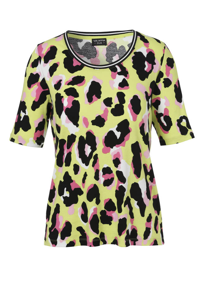 Geripptes T-Shirt mit Modern Leo-Muster / 