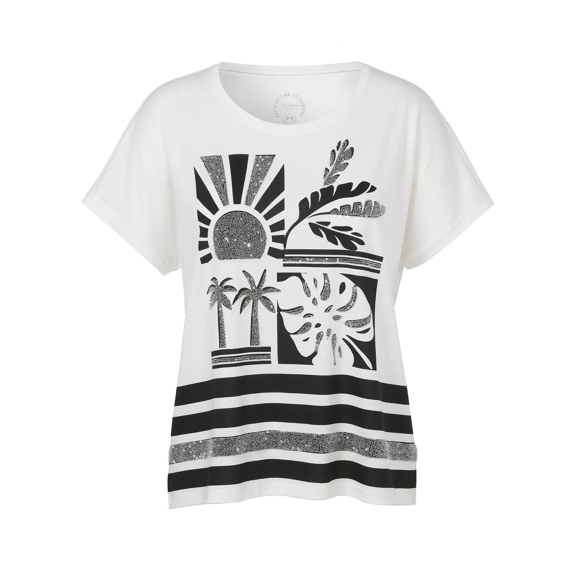 Softes T-Shirt mit geschmücktem Print Black & White