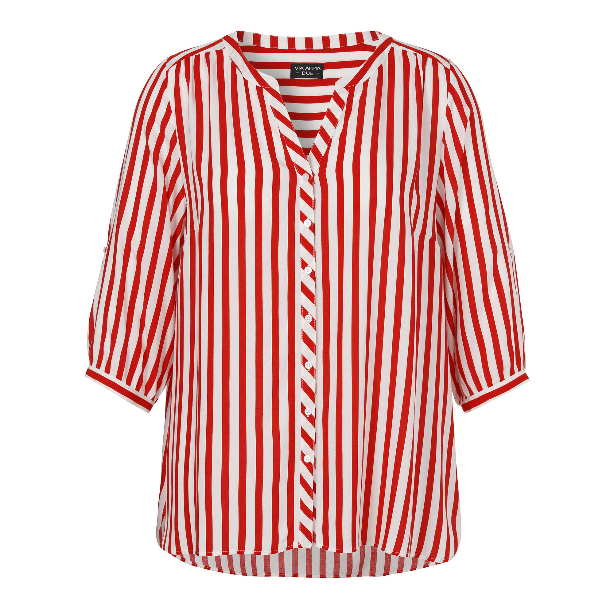 Längsgestreifte 3/4-Arm Viskose-Bluse