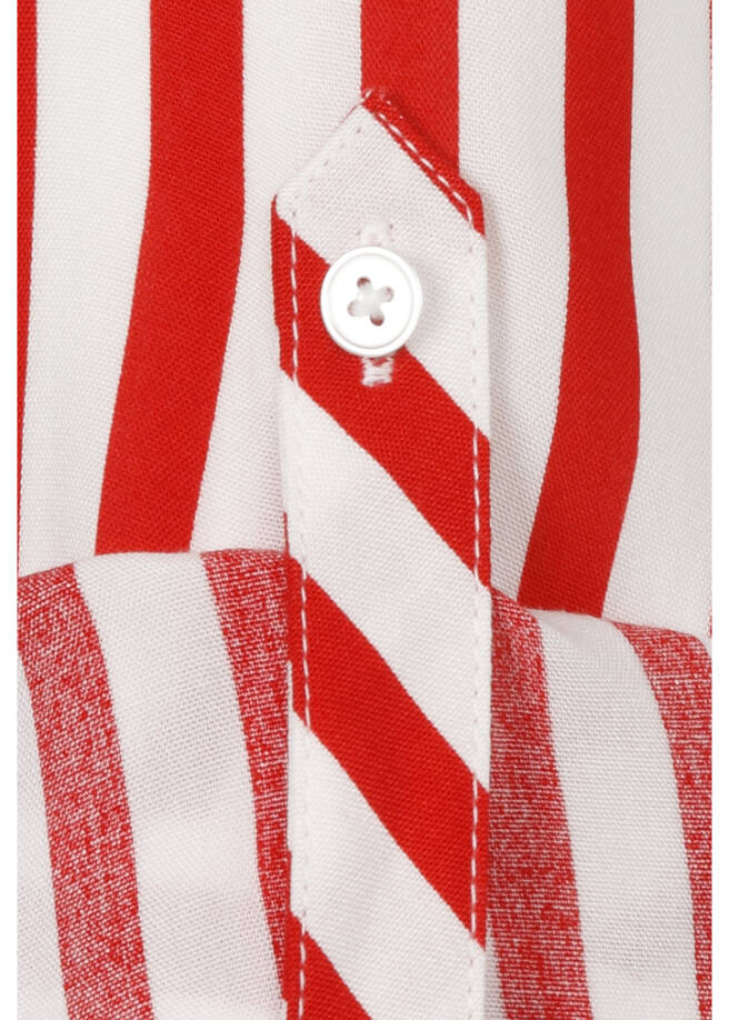 Längsgestreifte 3/4-Arm Viskose-Bluse / 