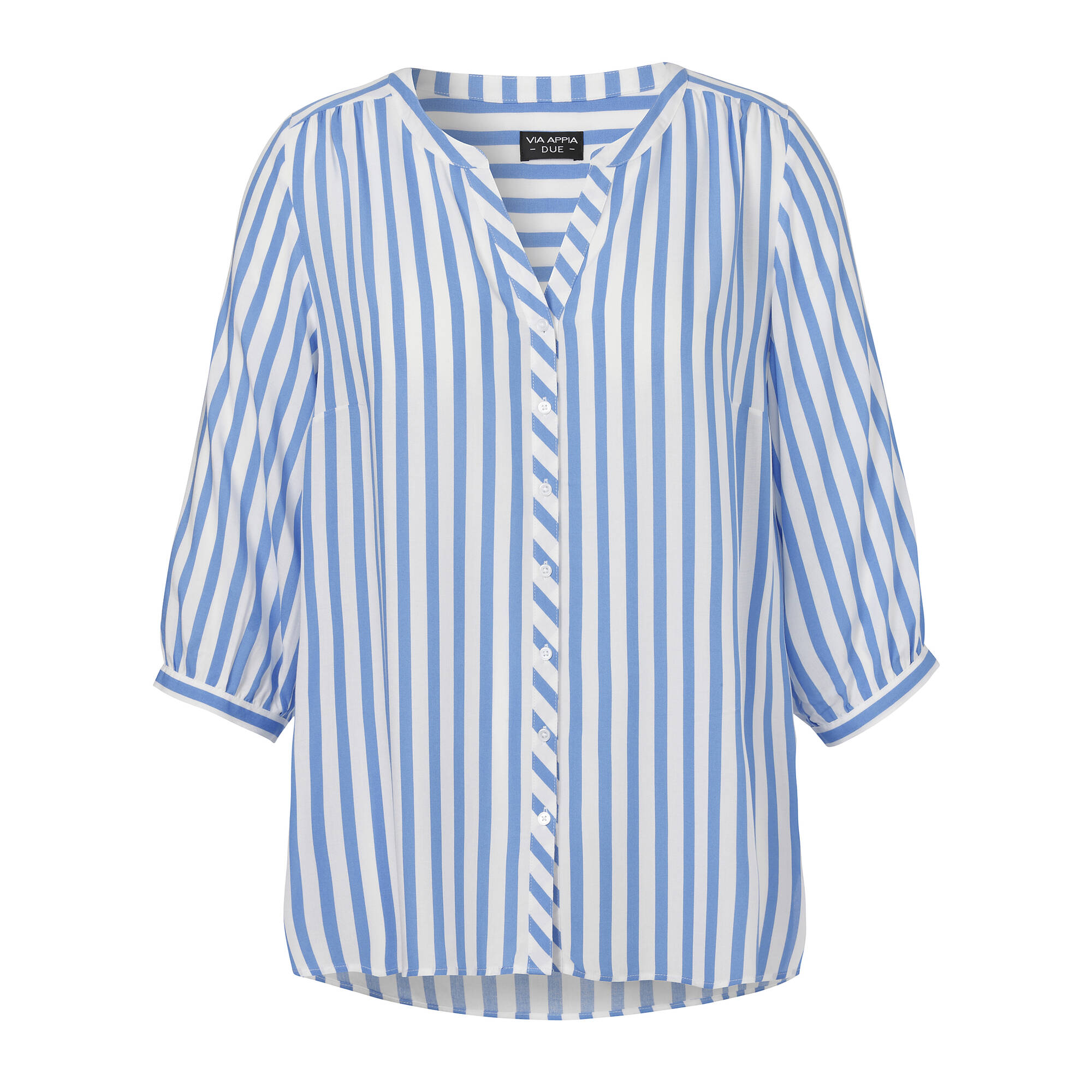 Längsgestreifte 3/4-Arm Viskose-Bluse