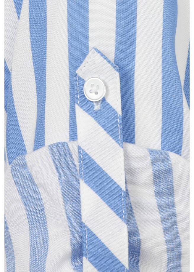 Längsgestreifte 3/4-Arm Viskose-Bluse / 