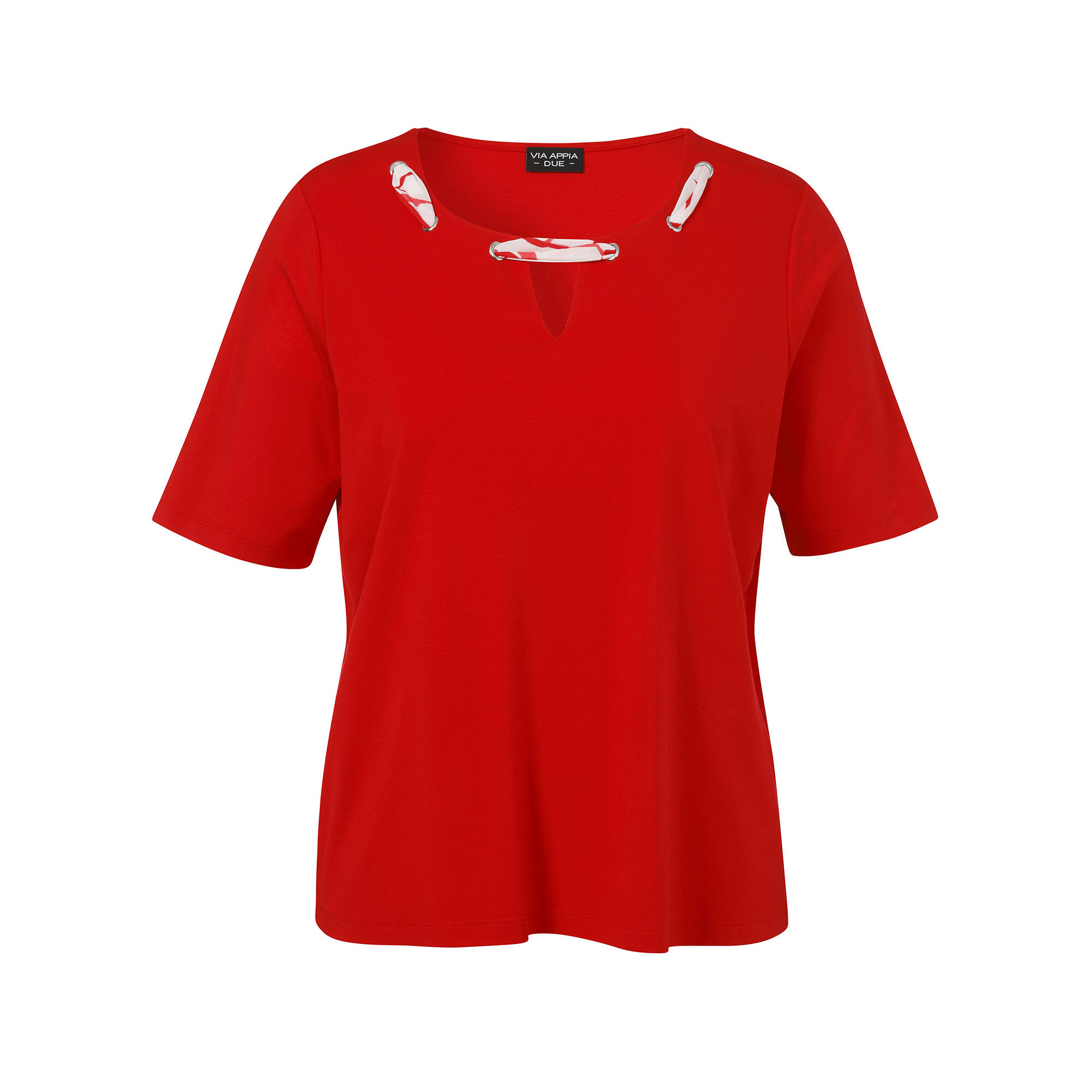 Viskose-Jersey Shirt mit geschmücktem Ausschnitt