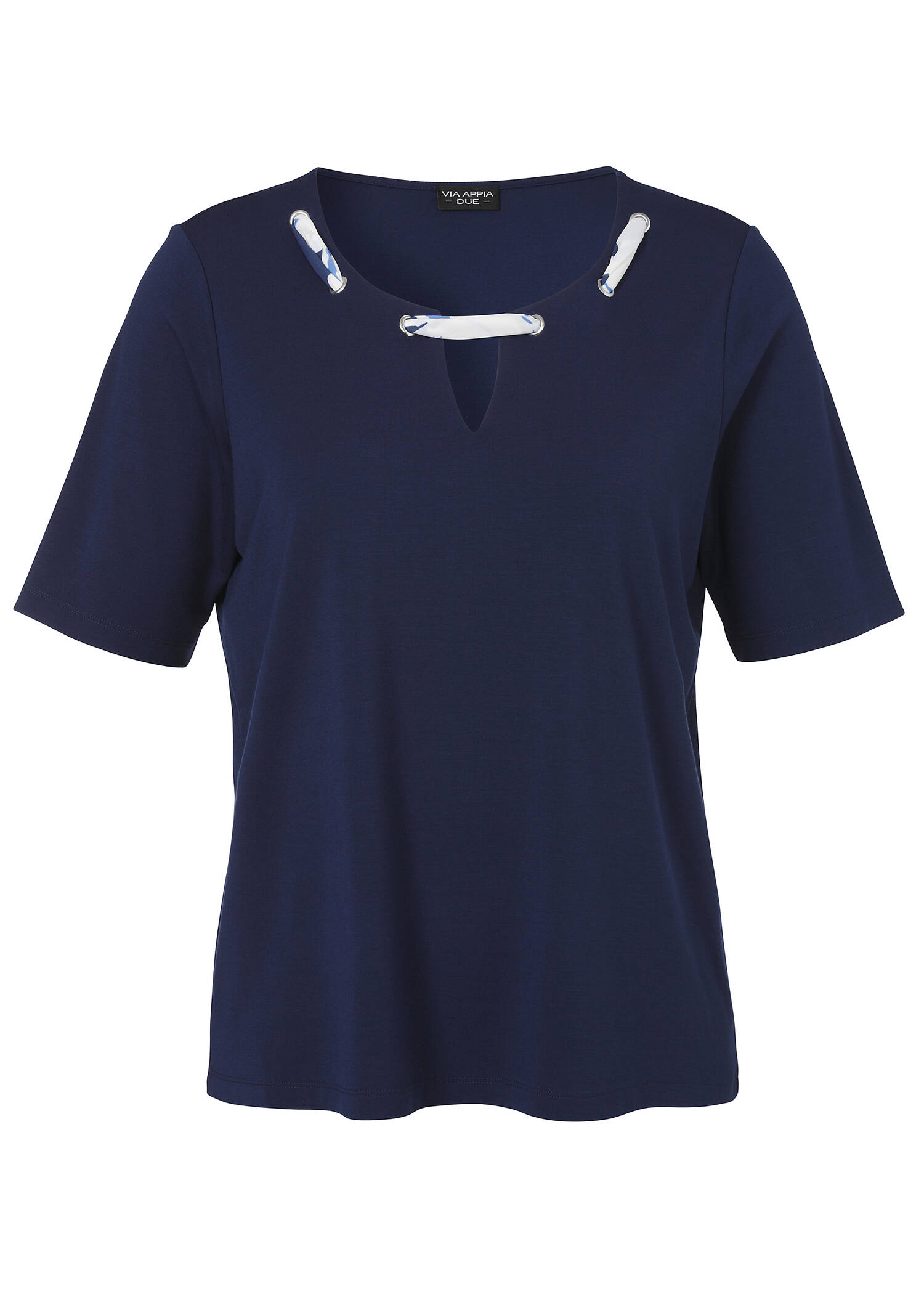 Viskose-Jersey Shirt mit geschmücktem Ausschnitt /