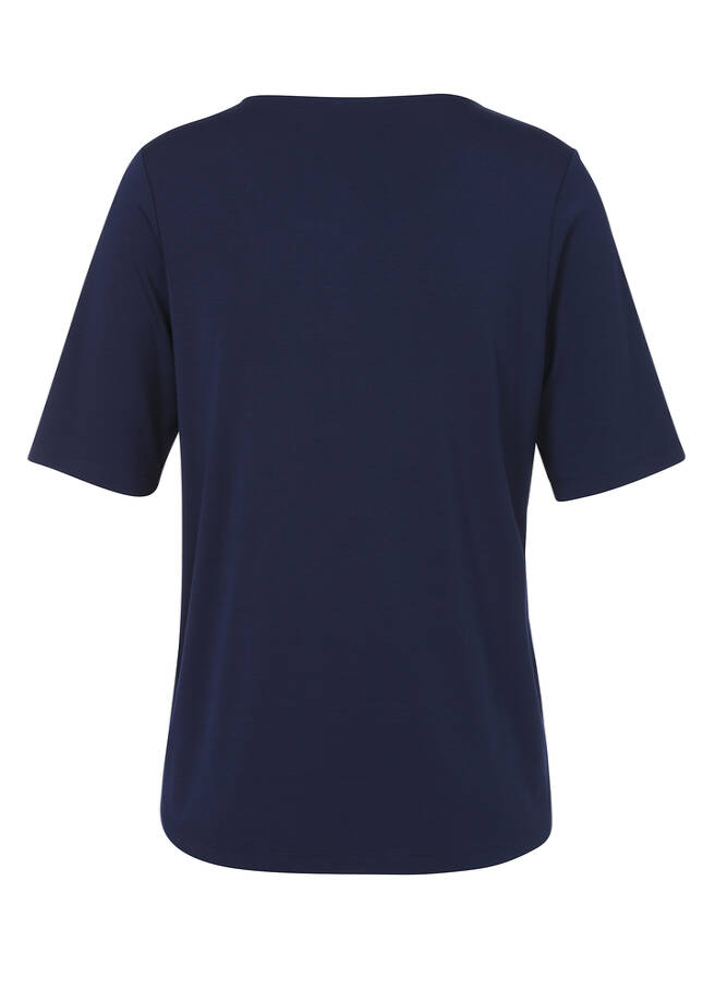 Viskose-Jersey Shirt mit geschmücktem Ausschnitt / 