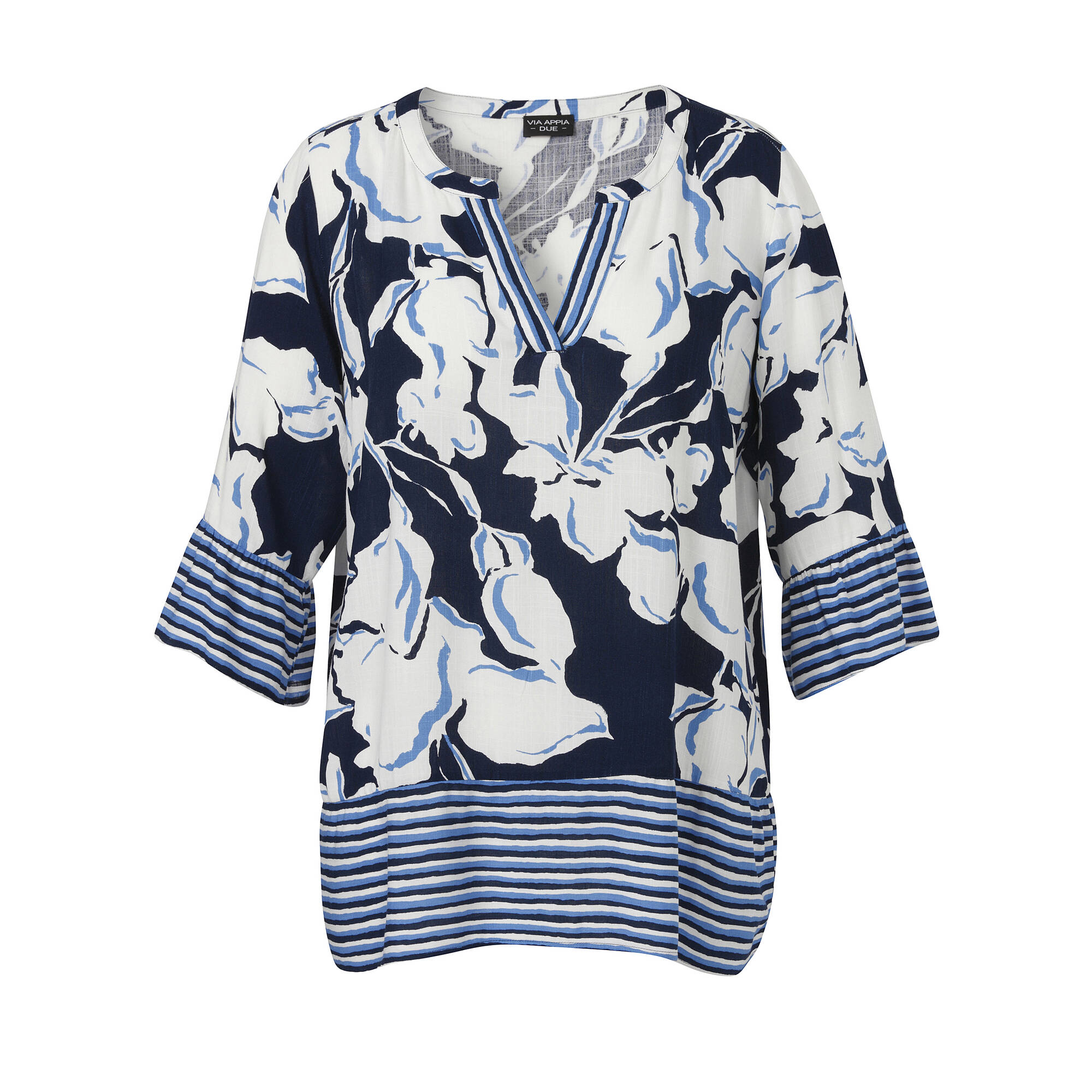 3/4 Arm Print Tunika aus zarter Viskose