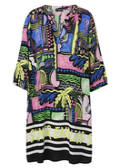 Lange Viskose Tunika mit buntem Sommer-Print / 