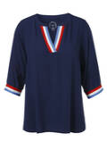 3/4-Arm Viskose-Schlupfbluse Marine-Stil / 