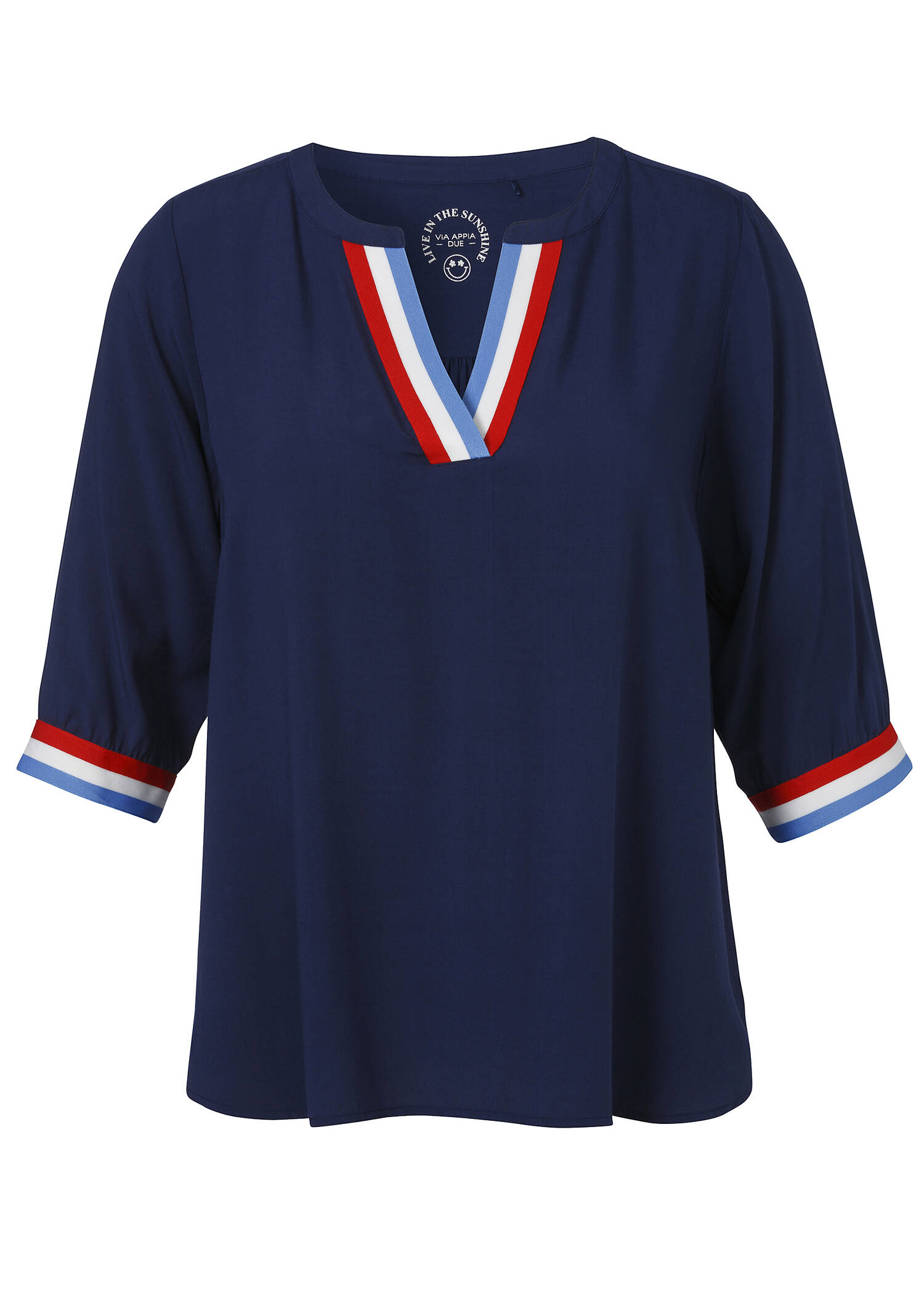 3/4-Arm Viskose-Schlupfbluse Marine-Stil / 