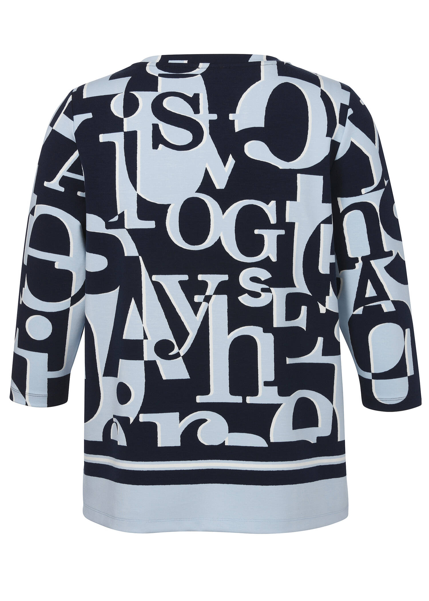 Bicolor Print Sweatshirt Eisblau - Marine /