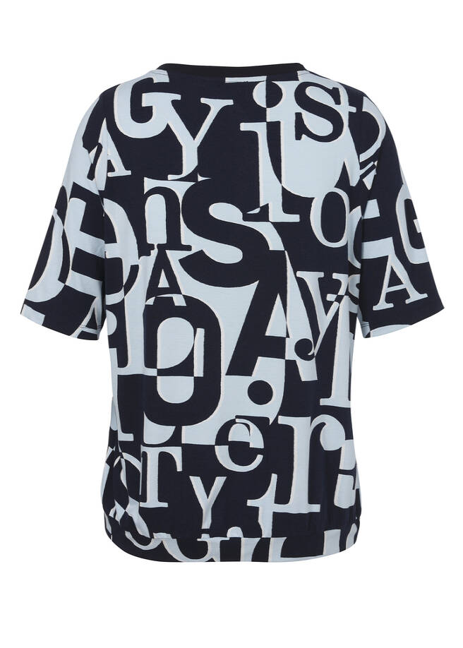 Bicolor Print T-Shirt Eisblau - Marine / 