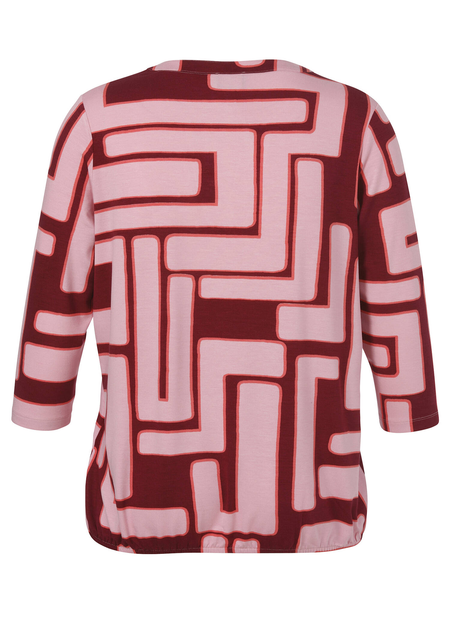 3/4-Arm Print-Shirt mit Gummizugsaum /