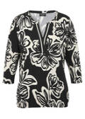 3/4-Arm Print-Shirt mit Gummizug-Saum / 