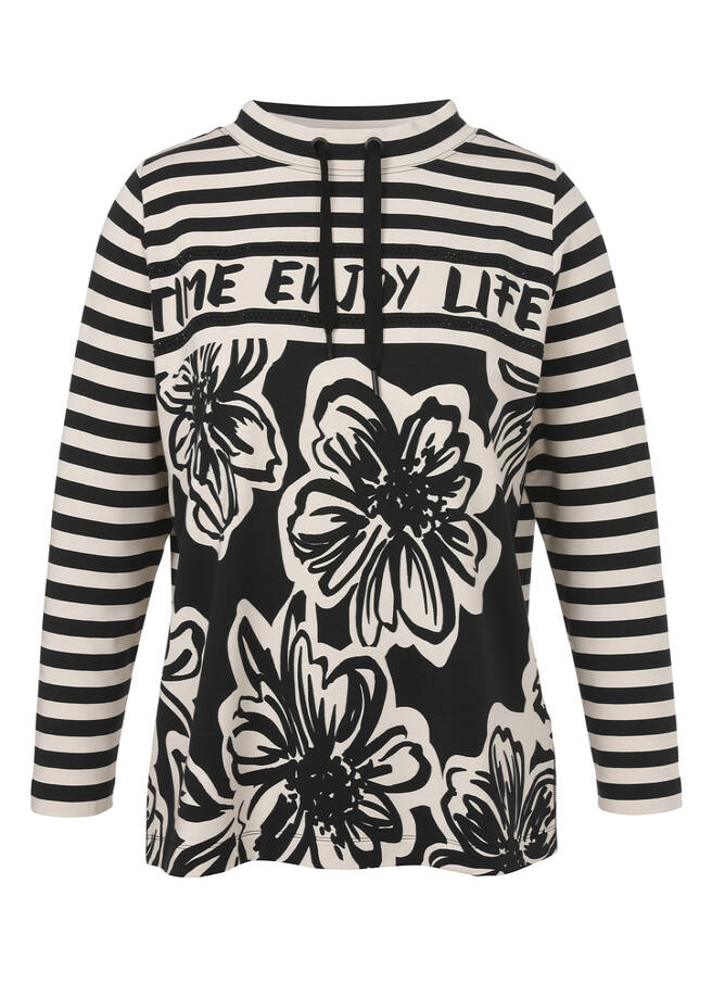 Bicolor Stehkragen-Sweatshirt / 