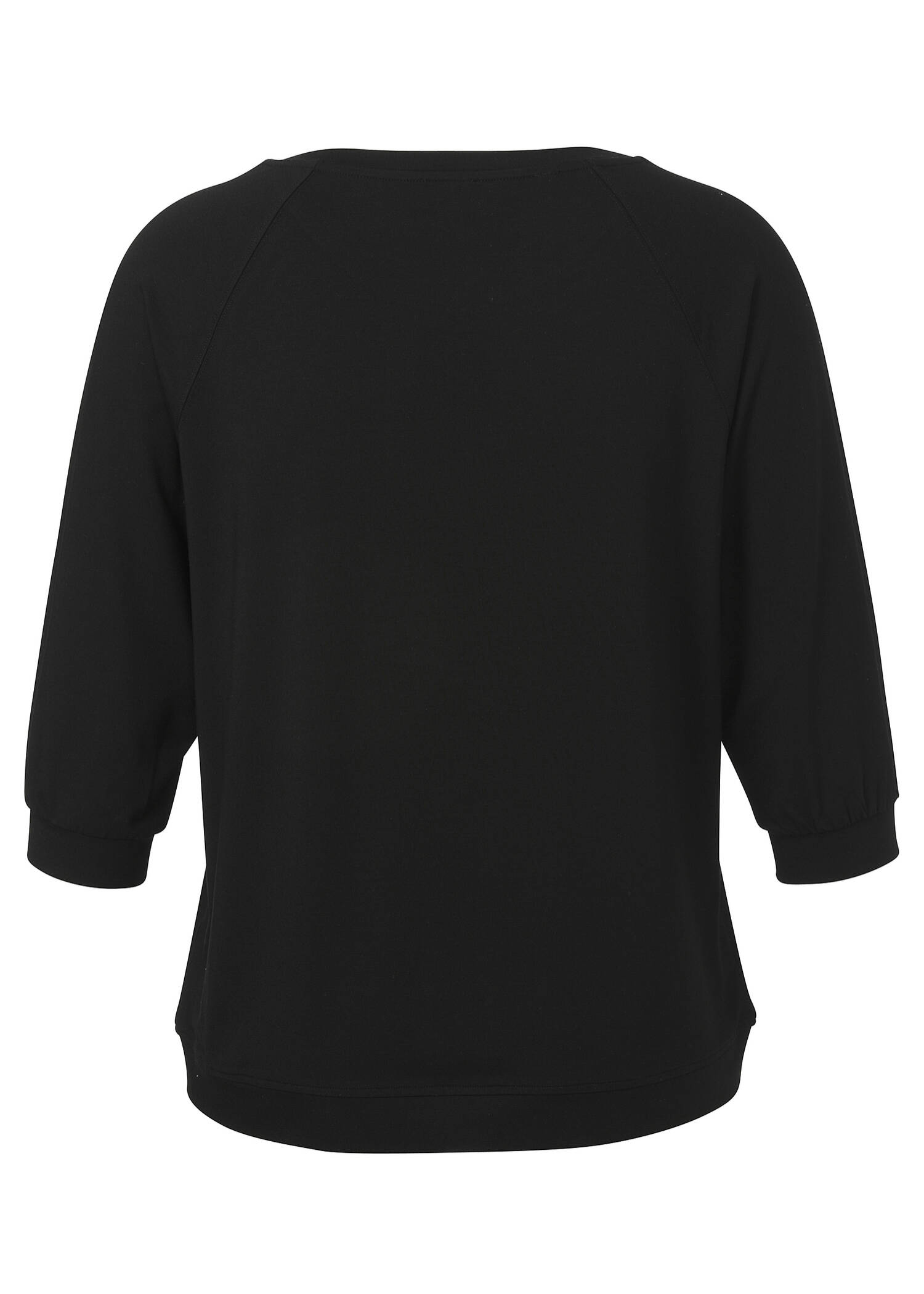 Schwarzes 3/4-Arm Shirt mit Motiv vorne /