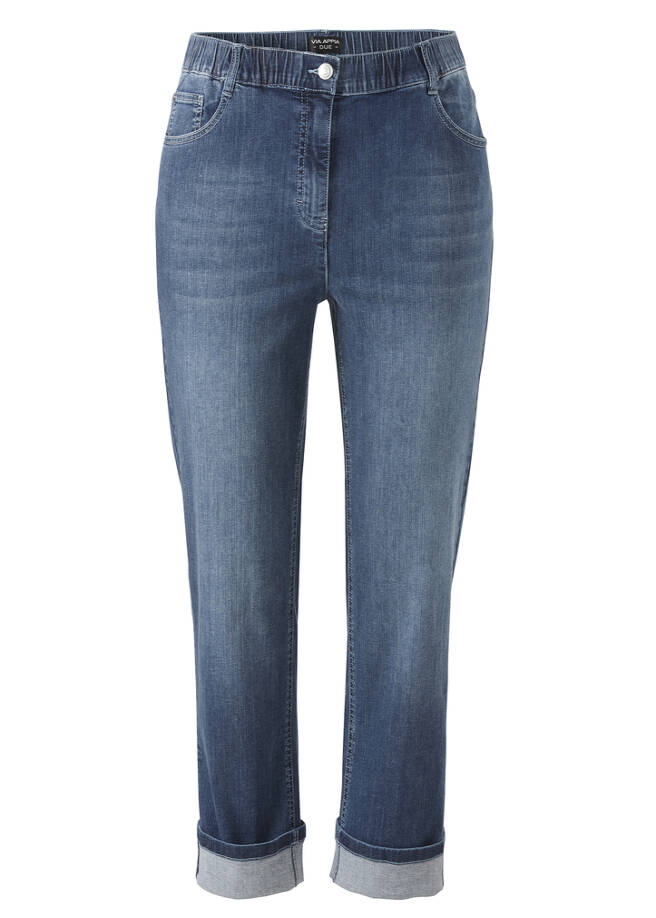 5-Pocket Power Stretch Jeans Medium Blue Used jeans mittelblau Frontansicht