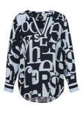 Bicolor Print Viskose Bluse Eisblau - Marine / 