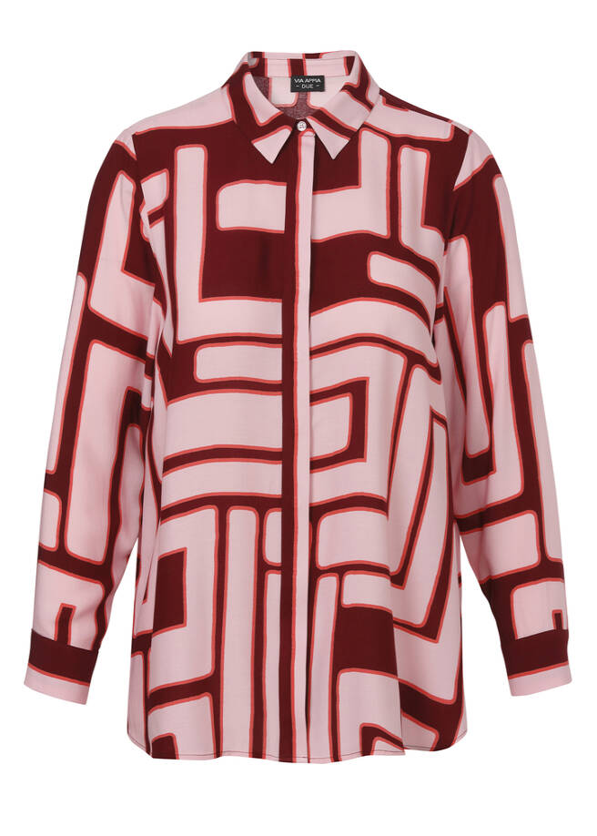 Fließende Viskose-Print-Bluse / 