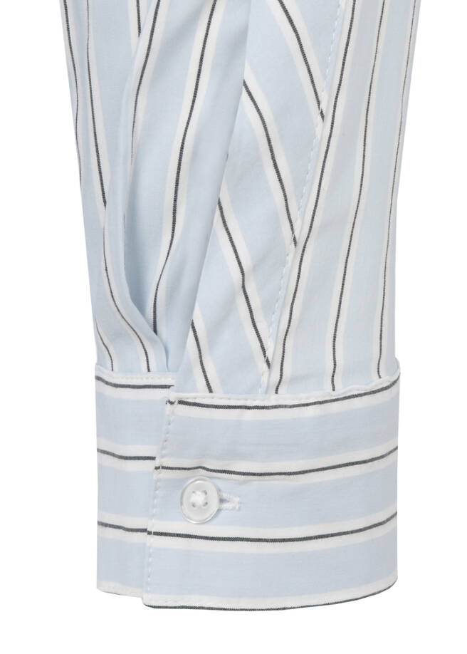 Edle Baumwoll-Stretch Bluse mit Streifen-Dessin / 