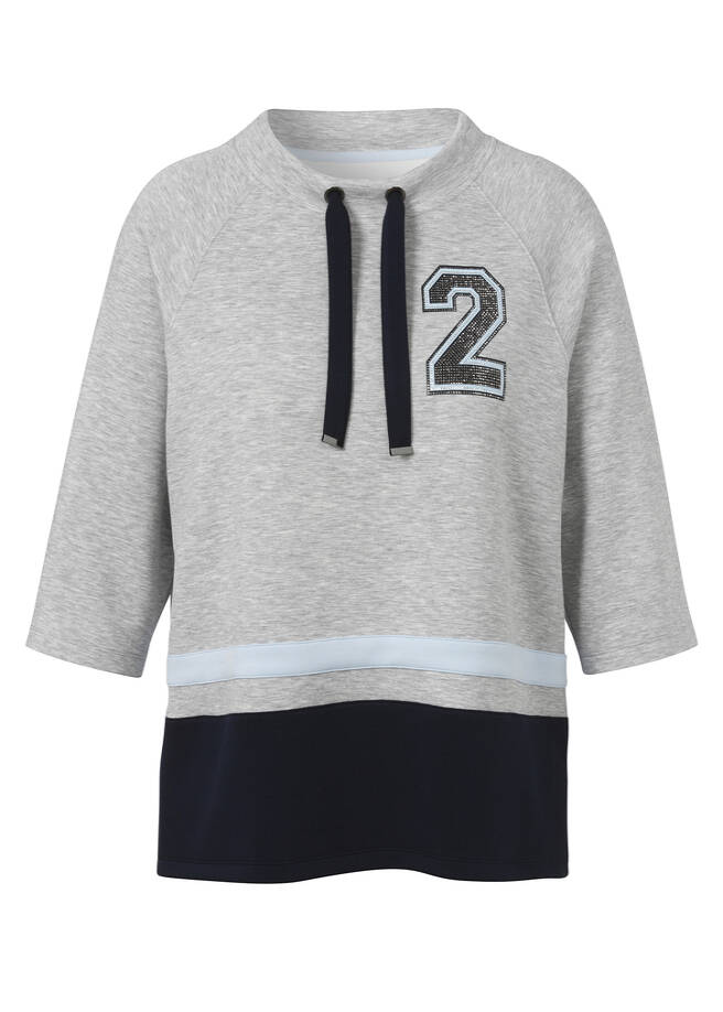 3/4- Arm Sweatshirt Sporty Deluxe Silber - Marine / 