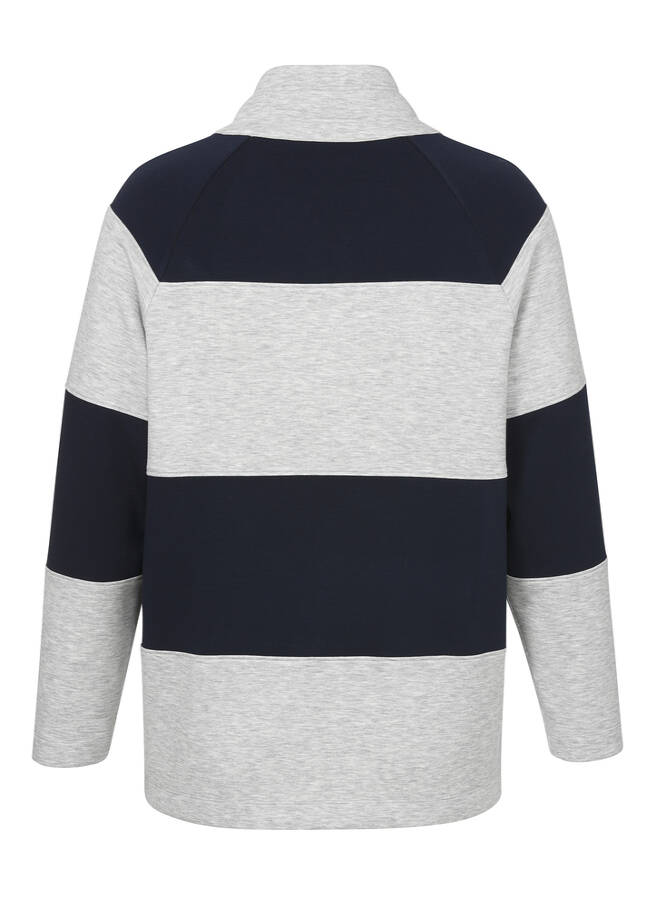 Sweatjacke mit Stehkragen Sporty Deluxe Silber - Marine / 