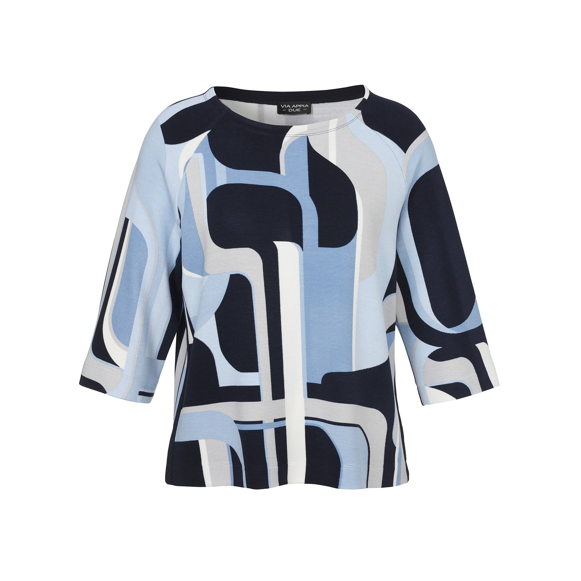 3/4-Arm Print Sweatshirt mit feiner Rippstruktur 3/4-Arm Print Sweatshirt mit feiner Rippstruktur