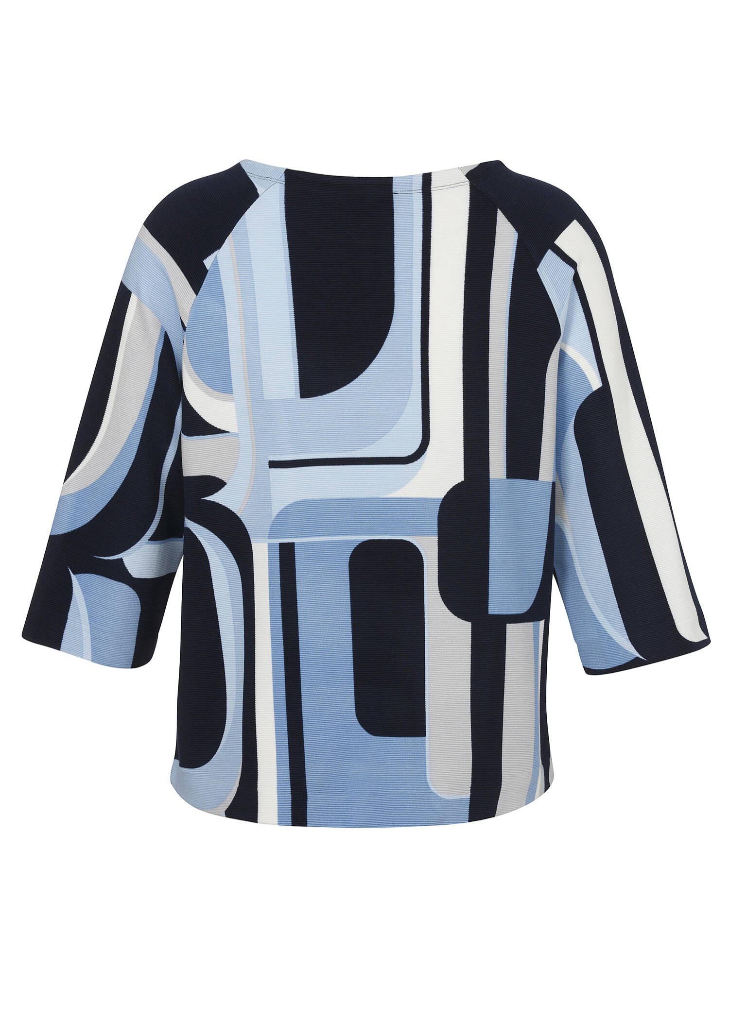 3/4-Arm Print Sweatshirt mit feiner Rippstruktur /