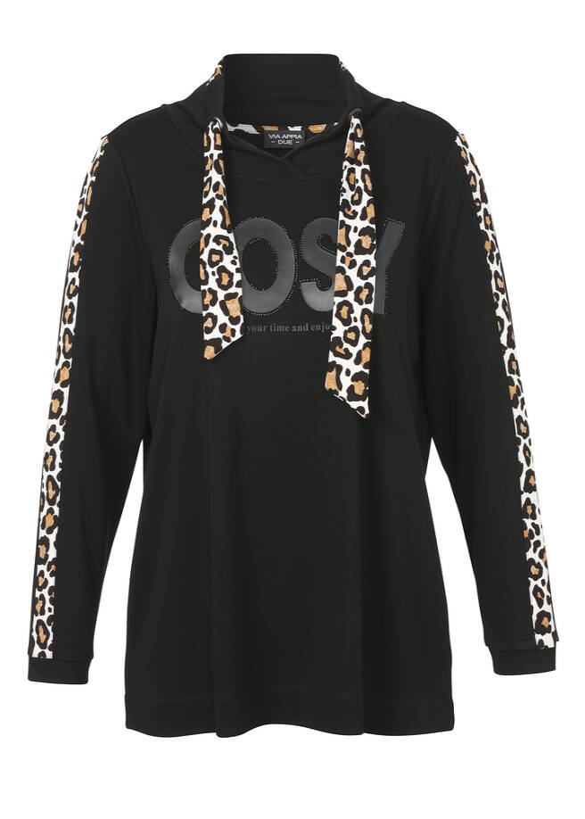 Chices Sweatshirt Schwarz mit Leo-Details / 