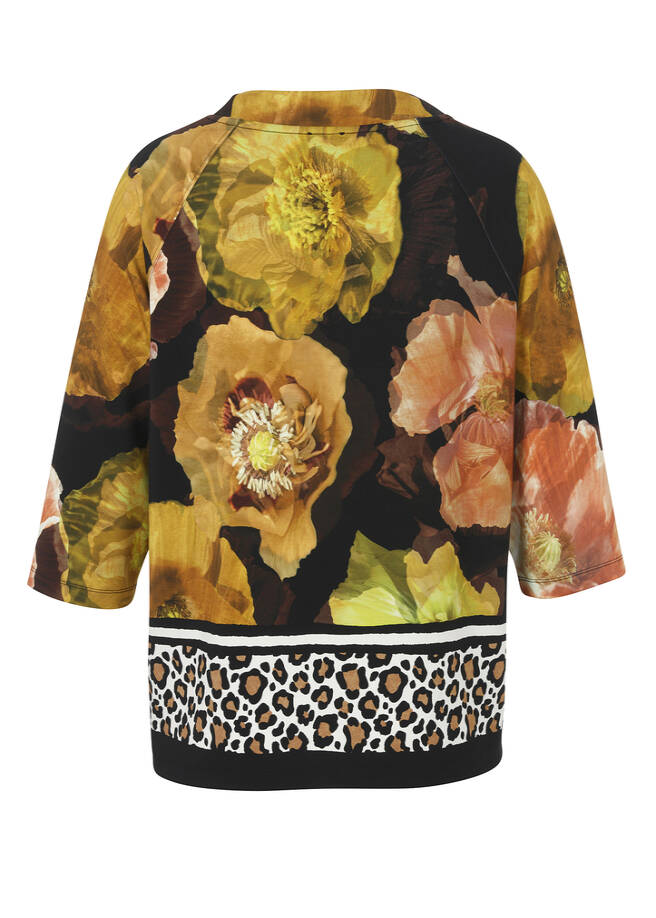 3/4-Arm Sweatshirt mit modischem Mustermix / 