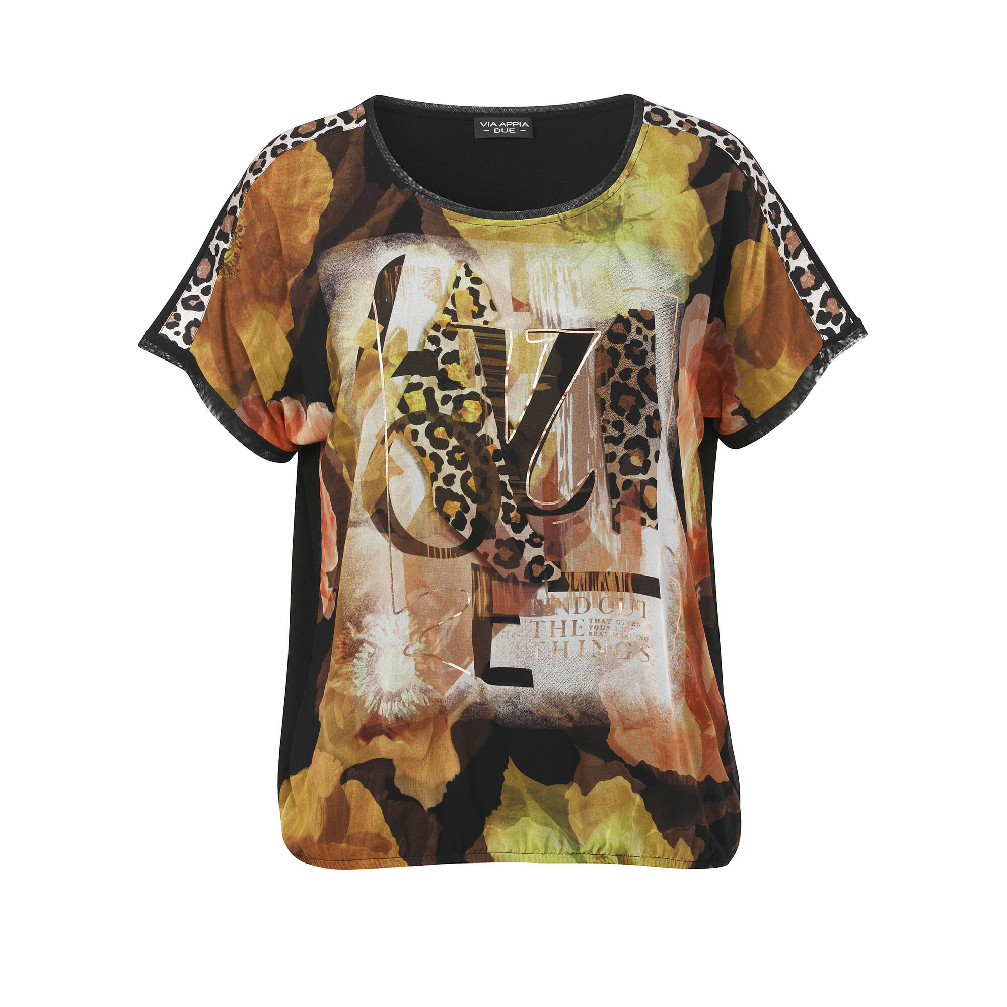 Print Blusenshirt mit schwarzem Rückteil Print Blusenshirt mit schwarzem Rückteil