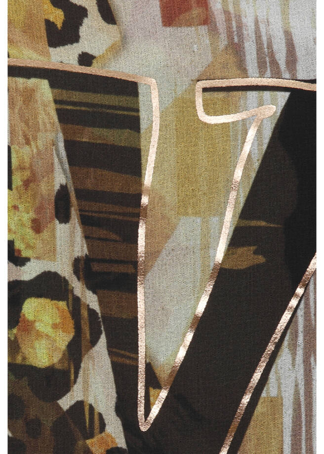 Print Blusenshirt mit schwarzem Rückteil / 